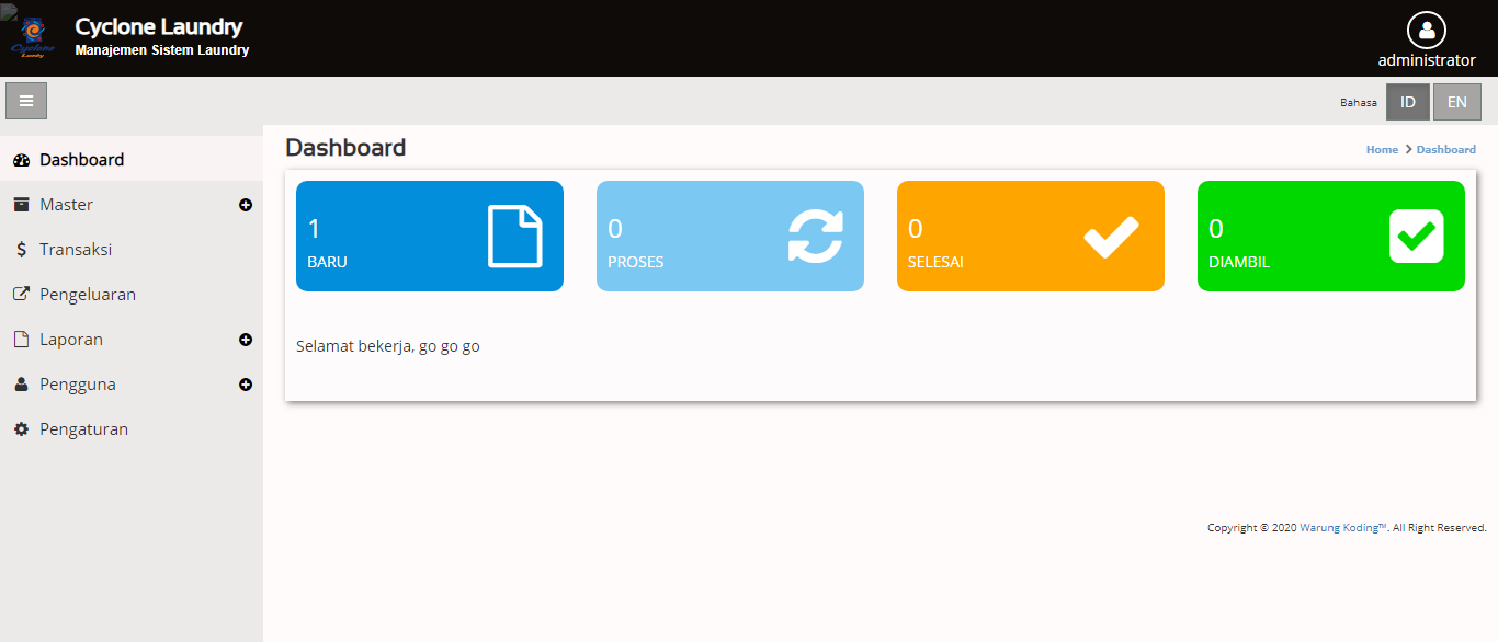 Aplikasi Manajemen Laundry menggunakan Framework Codeigniter 3