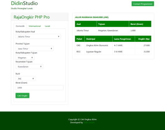 Cek Ongkir + Cek Resi Multi Kurir RajaOngkir - Support API Key Rajaongkir Tipe PRO
