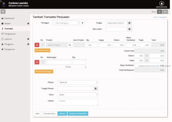Aplikasi Manajemen Laundry menggunakan Framework Codeigniter 3