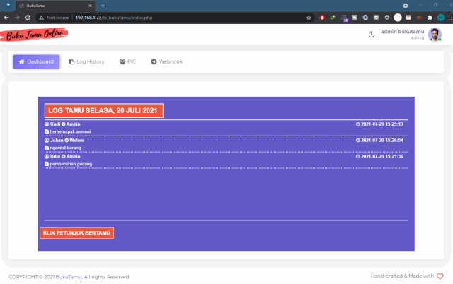 Buku Tamu terintegrasi dengan Bot Telegram