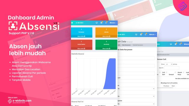 Aplikasi Absensi Foto Webcame/Kamera HP V.3 Full Code Siap Pakai Mobile Frendly