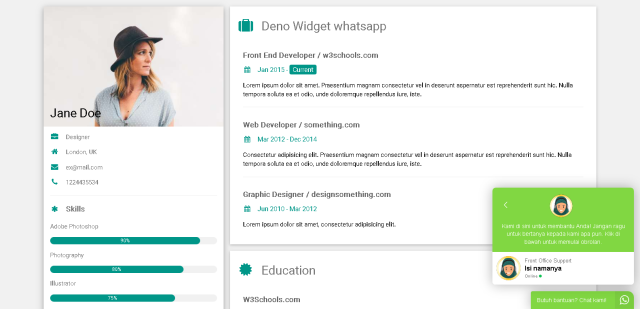 Widget untuk Whatsapp dengan jQuery dan JSON