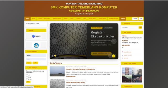 Website Sekolah PHP Native &amp;amp; MySQLi &amp;ndash; Sistem Manajemen Sekolah Lengkap.