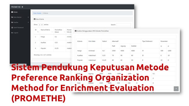 Sistem Pendukung Keputusan Metode Preference Ranking Organization Method for Enrichment Evaluation (PROMETHE)