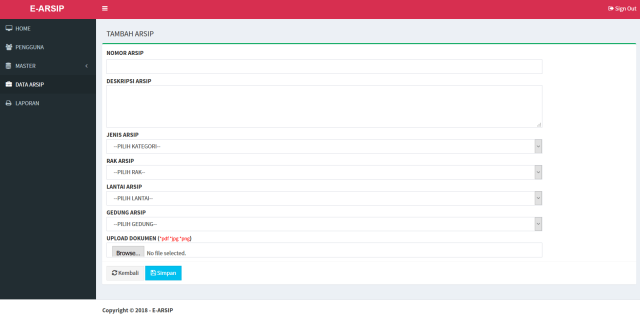 Sistem Informasi Manajemen Elektronik Arsip dengan Codeigniter