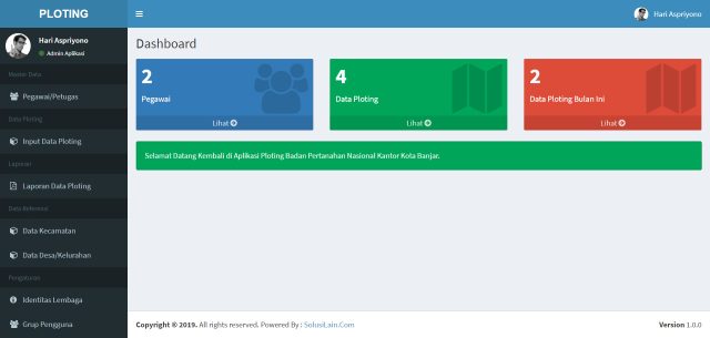 Aplikasi Manajemen Data Ploting dan Laporan Ploting dengan Codeigniter