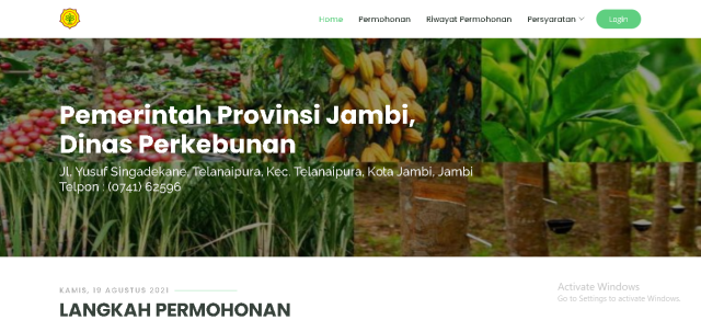 sistem informasi pengajuan permohonan bibit pada dinas Perkebunan / Aplikasi Penyaluran Bibit Dinas Perkebunan Provinsi Jambi
