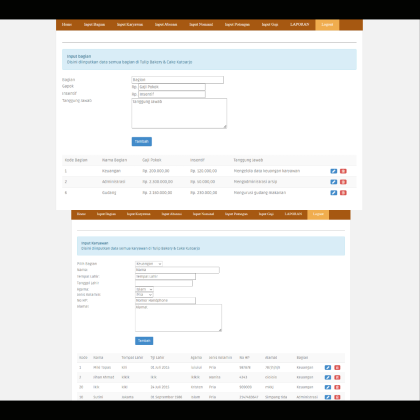 Aplikasi Absensi dan Penggajian Karyawan dengan PHP+MySQL